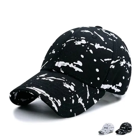 Baumwolle Tintenspritzer Graffiti Baseballkappe Für Herren Damen Mode Sternenmuster Verstellbar Hip Hop Outdoor Sonnenschutz Hut