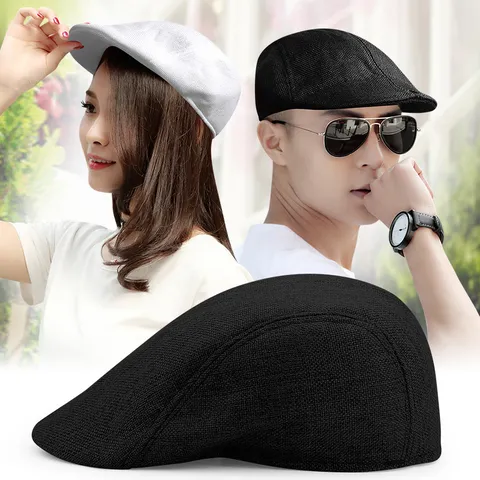 Boina Unisex de Poliéster Transpirable para Primavera Verano Retro Literario Protección Solar Ivy Cap Vintage Flat Cap para Hombre Mujer