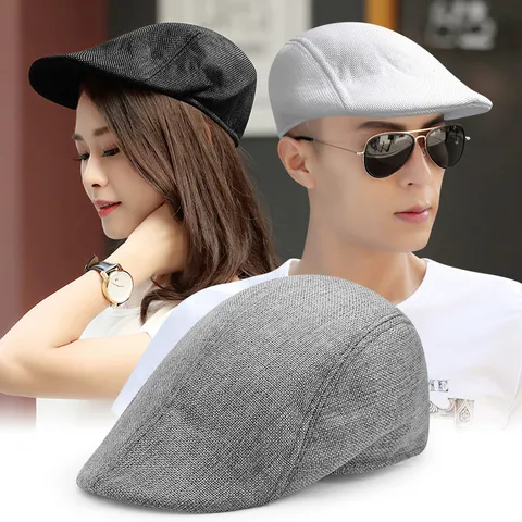 Boina Unisex de Poliéster Transpirable para Primavera Verano Retro Literario Protección Solar Ivy Cap Vintage Flat Cap para Hombre Mujer