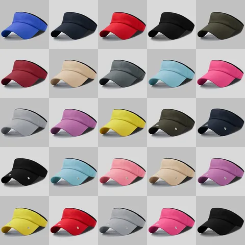 Visiera Parasole Unisex Regolabile in Tinta Unita in Cotone Poliestere Berretto Senza Parte Superiore per Sport All'aperto