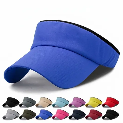 Visiera Parasole Unisex Regolabile in Tinta Unita in Cotone Poliestere Berretto Senza Parte Superiore per Sport All'aperto