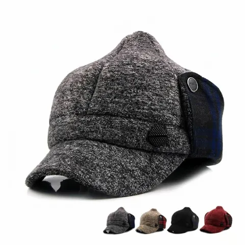Casquette de Baseball Tricotée pour Femme avec Cache-oreilles Bonnet d'Hiver Chaud Style Coréen en Coton Polyester Tie-Dye Casquette Décontractée