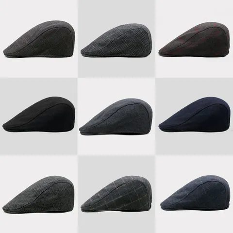British Retro Wool Blend Flat Cap Men Women Autumn Winter Thickened Warm Newsboy Hat Adjustable Casual Beret Ivy Cap