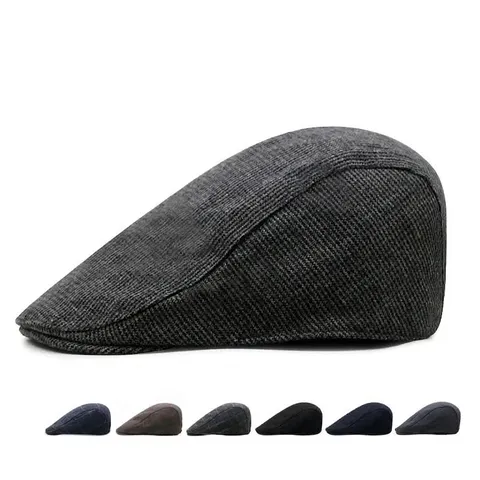 British Retro Wool Blend Flat Cap Men Women Autumn Winter Thickened Warm Newsboy Hat Adjustable Casual Beret Ivy Cap
