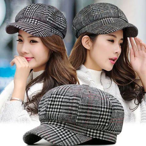 British Retro Plaid Newsboy Cap For Men Women Octagonal Baker Boy Hat Striped Vintage Painter Hat Spring Autumn Outdoor Headwear