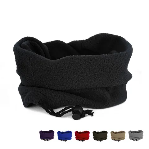 Outdoor Fleece Neck Warmer For Men Women Winter Windproof Face Mask Adjustable Drawstring Pullover Gaiter Scarf Multi Use Headgear