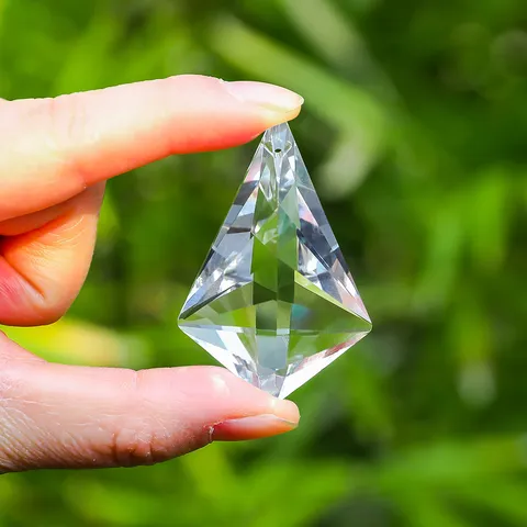 Transparent K9 Crystal Sun Catcher Hanging Pendant For Window Rainbow Maker Prism Glass Ornament Home Decor Geometric Suncatcher