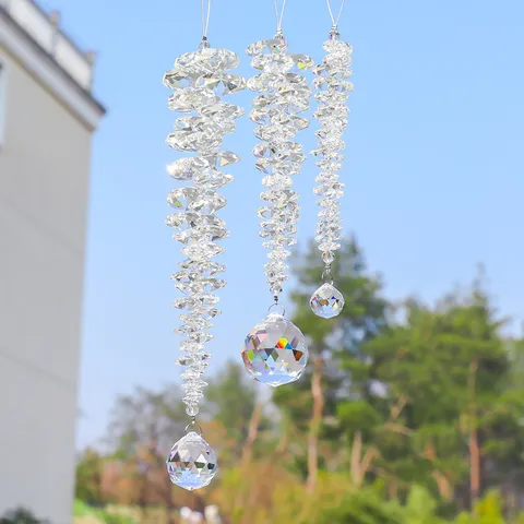 Atrapasol de Bola de Cristal Blanco Minimalista Ornamento Colgante Prisma de Vidrio Claro Geométrico Colgante Creador de Arco Iris para Hogar Jardín
