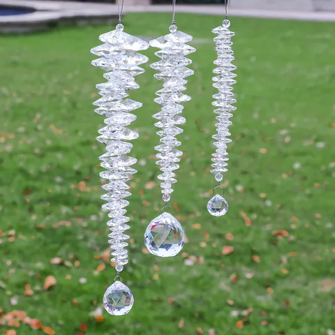 Atrapasol de Bola de Cristal Blanco Minimalista Ornamento Colgante Prisma de Vidrio Claro Geométrico Colgante Creador de Arco Iris para Hogar Jardín