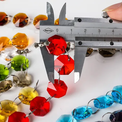 14mm Achteckige Kristallperlen Facettierte Doppelloch Glasperlen Für Kronleuchter Lampen Zubehör DIY Vorhang Hängende Dekoration