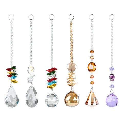 Artificial Crystal Hanging Ornament Faceted Crystal Ball Pendant Colorful Beads Suncatcher For Home Garden Wedding Decoration