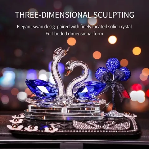 Crystal Swan Car Perfume Holder Ornament Rhinestone Cutting Interior Decoration Figurine Luxury Swan Desktop Decor