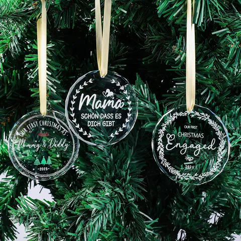 Acrylic Christmas Tree Ornament Clear Faceted Hanging Decoration First Christmas Engaged Commemorative Gift For Home Festival Decor