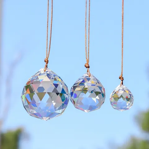 K9 Crystal Ball Suncatcher Hanging Prism Pendant Faceted Glass Ornament For Window Garden Home Rainbow Maker Decor