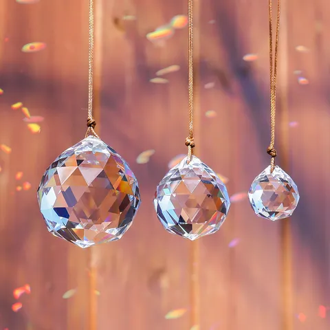 K9 Crystal Ball Suncatcher Hanging Prism Pendant Faceted Glass Ornament For Window Garden Home Rainbow Maker Decor