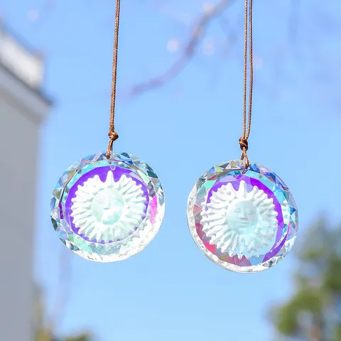 K9 Cristallo Suncatcher Prisma Viso di Sole Sfaccettato Cristallo Ciondolo Arcobaleno Creatore Finestra Decorazione Giardino Ornamento
