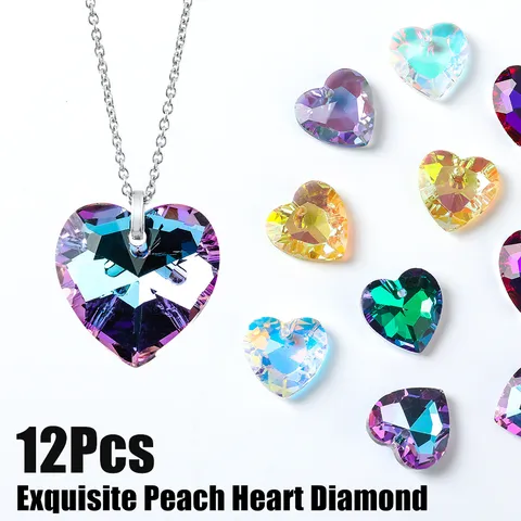 Heart Shaped Multicolor Aurora Borealis Crystal Glass Pendants For DIY Jewelry Making Necklaces Earrings Handcraft Charms Accessory