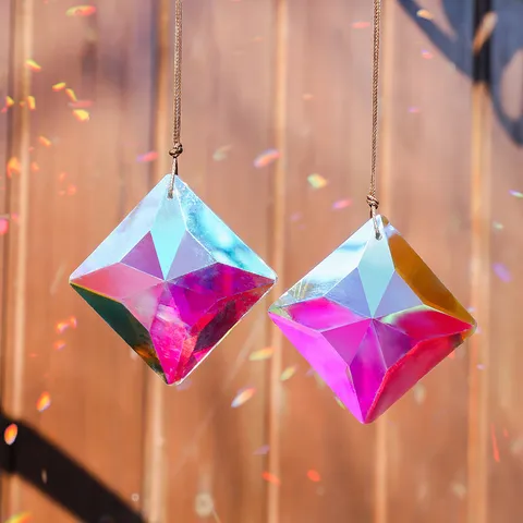 Bergkristall Sonnenfänger Prisma Fensterbehang Regenbogenmacher Diamant Facettierter Kristall Anhänger Heim Garten Deko Geschenk