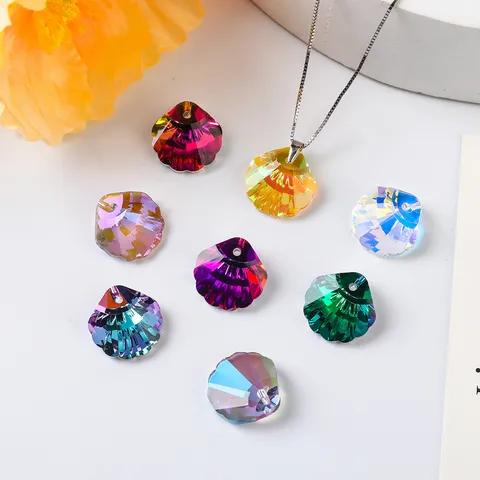 Sint-jakobsschelpvorm AB Kleur Kunstkristal Glas Hangers Gefacetteerde Irillerende Schelp Bedeltjes Voor DIY Ketting Oorbel Sieraden Maken