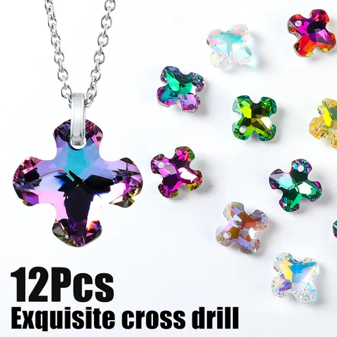 Colgante de Cristal Artificial Accesorios para Joyería DIY Revestimiento Aurora Boreal Cuentas de Vidrio Facetadas Estrella Cruz