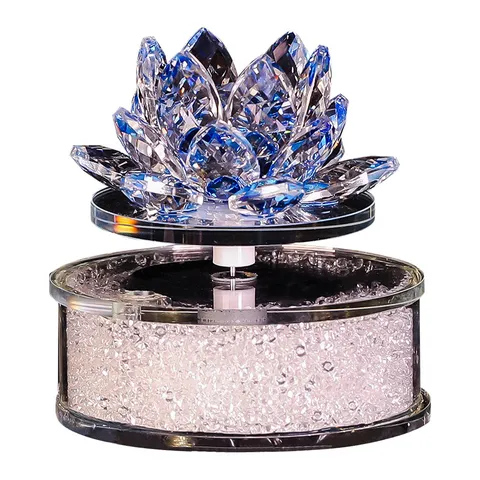 Moderner Luxus Facettierter Künstlicher Kristall Lotus Blume Auto Armaturenbrett Ornament Dekoration Mit Feder Künstliche Perle Kissen Festliches Handwerk Geschenk