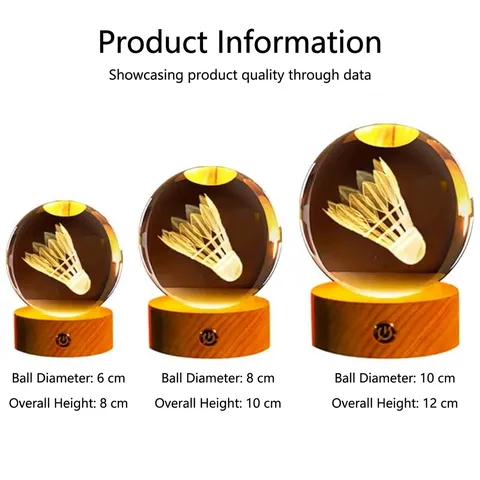 Veilleuse Boule de Cristal Gravée au Laser 3D Volant avec Base en Bois Ornement de Table Lumineux LED Chaud Souvenir