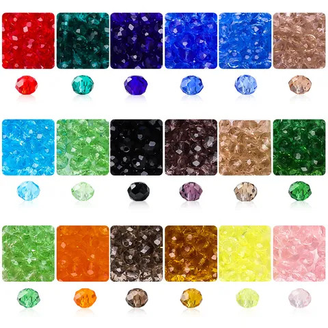 Faceted Glass Rondelle Beads Set For DIY Jewelry Making Bracelet Necklace Accessories Electroplated Glass Beads In 6 Grid Box