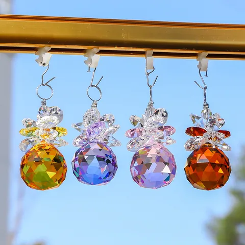 Crystal Suncatcher Glass Pendant Colorful Octagonal Bead Faceted Ball Prism Home Decor Window Hanging Ornament Crystal Gift