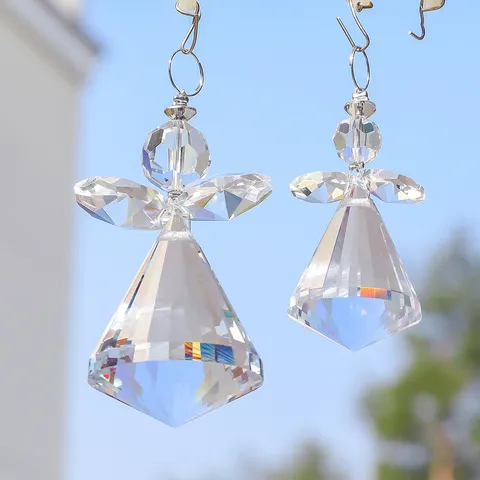 Colgante Atrapasol de Ángel de Cristal Prisma Creador de Arcoíris Ángel de Vidrio Transparente para Ventana Hogar Jardín