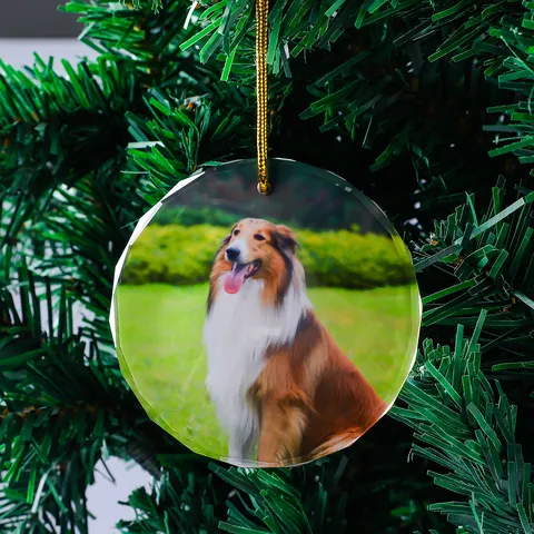 Clear Acrylic Christmas Tree Hanging Ornaments Personalized Photo Pet Cat Dog Wedding Keepsake Pendant Holiday Party Home Decoration