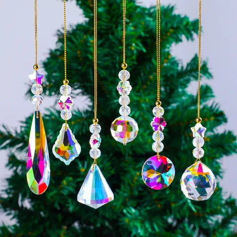 Kerstboom Decoratie Kunstmatig Kristal Prisma Hanger Traan Bal Regenboog AB Hangende Ornamenten Voor Huis Feest