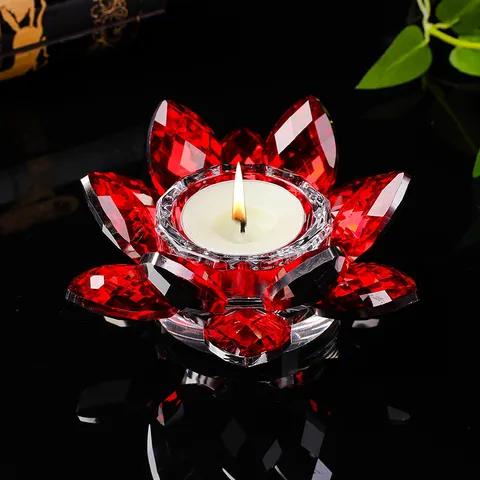 Kristall Lotosblume Kerzenhalter Butterlampe Teelicht Ornament Für Haus Deko Buddhistische Verehrung Religiöses Geschenk Bergkristall Handwerk