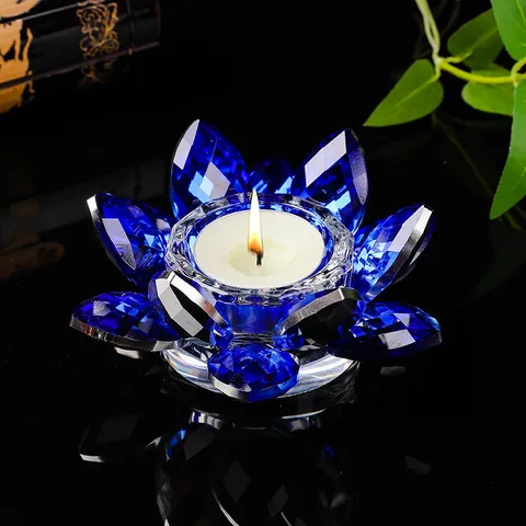 Kristall Lotosblume Kerzenhalter Butterlampe Teelicht Ornament Für Haus Deko Buddhistische Verehrung Religiöses Geschenk Bergkristall Handwerk