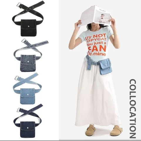 Riñonera Vaquera Casual Para Mujer Moda Cinturón Bolsillo Multifuncional Vaquero Fanny Pack Retro Accesorios Diarios