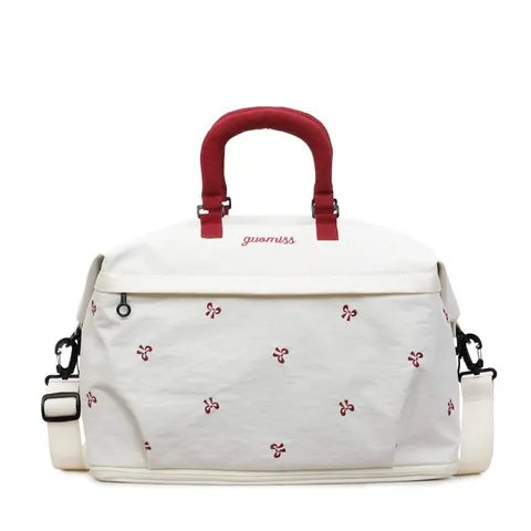 Women Large Capacity Nylon Travel Bag Embroidered Bowknot Fitness Gym Bag Dry Wet Separation Overnight Weekend Duffel Bag