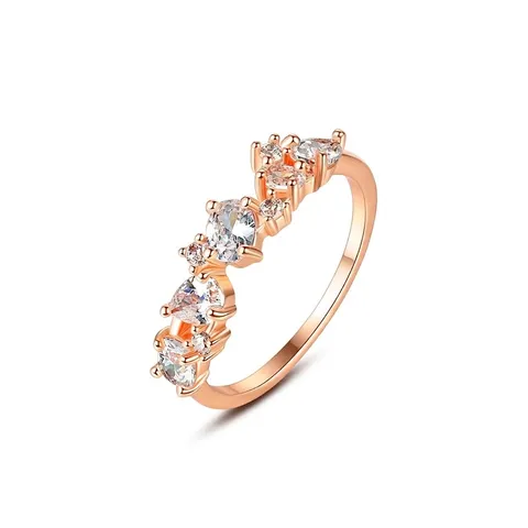 Elegante Anillo de Cobre con Circonia para Mujer Moda Minimalista Bañado en Oro Rosa Plata Anillo Apilable Joyería Regalo