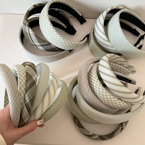 Serre-tête en Plaid Coloré de Style Coréen pour Femmes Conception de Sommet Crânien Haut Bandeau Frais et Doux Accessoires de Cheveux