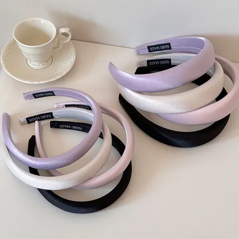 Diadema Acolchada de Esponja para Mujer Satén Hecha a Mano Banda para el Cabello Colores Crema Dulce Tocado Accesorios de Moda