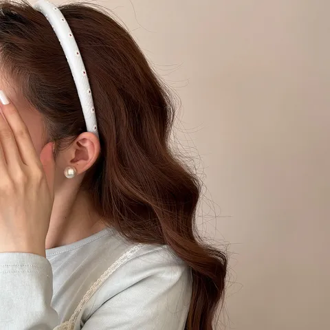 Cerchietto per Capelli in Tessuto Ricamato con Margherite Floreali Dolce Cerchietto Largo Piatto Elastico per Capelli a Pois per Donna Accessori per Capelli alla Moda