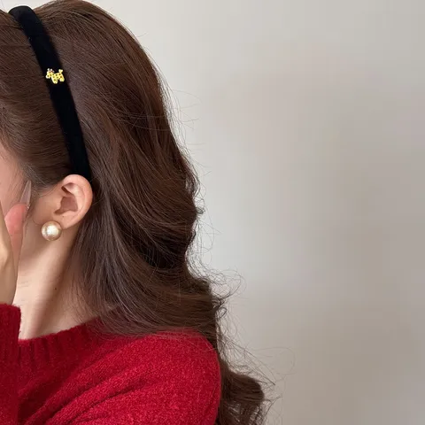 Serre-tête en Velours Vintage Français Pour Femmes Élégant Décoration en Métal Cheval Doré Large Accessoires Cheveux Mode Pour Filles