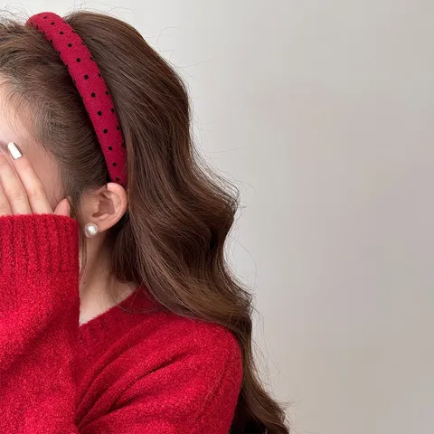 Elegant Velvet Wide Padded Headband For Women Vintage Heart Polka Dot Bow Knot Hair Hoop Fashion High Top Headpiece Accessories