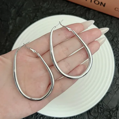 Women Geometric Oval Hoop Earrings Alloy Enamel Ankara Red Exaggerated Fashion Vintage Lightweight Luxury Jewelry For Party Accessory