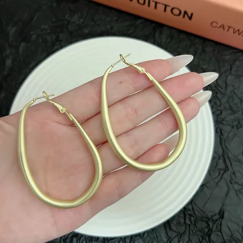 Women Geometric Oval Hoop Earrings Alloy Enamel Ankara Red Exaggerated Fashion Vintage Lightweight Luxury Jewelry For Party Accessory