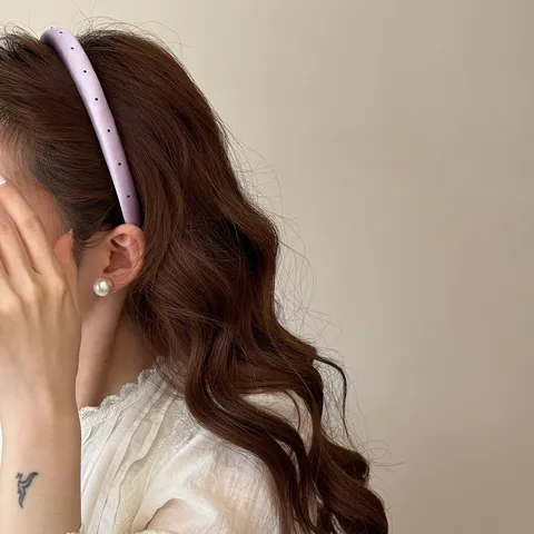 Serre-tête Rembourré à Pois Style Coréen pour Femmes Bandeau en Satin Éponge Doux Fait Main Large Cerceau à Cheveux Accessoires de Cheveux Élégants