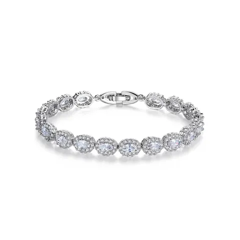 Elegante Pulsera Geométrica de Cobre con Circonia Pavé para Mujer Pulsera de Cadena de Eslabones de AAA Circonia Brillante Regalo de Joyería