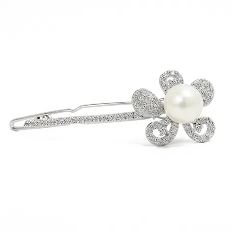 Koreanische Mode Kupfer Mikro-eingelegt Zirkonia Blume Haarspange Mit Künstlichen Perlen Exquisite Elegante Seitenclip Damen Hochzeit Schmuck