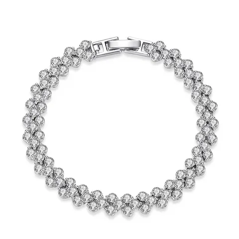 Pulsera de Circonia de Corazón Romano para Mujer Moda Latón Galvanizado Pulsera en Forma de Corazón Regalo de Joyería Elegante para Mujer