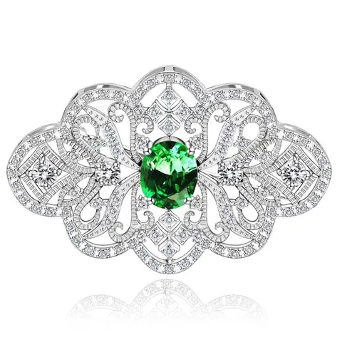 Broche Style Vintage Français Cour Royale Fleur Ajourée Cuivre Zirconia pour Femmes Mariage Banquet Fête Bijoux