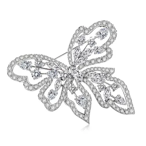 Lussuosa Spilla a Farfalla in Zirconia Colorata Vintage Spilla in Rame Placcato Platino Retro per Donna Accessori Gioielli