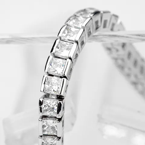 Single Row Square Zirconia Tennis Bracelet For Women Sparkling Elegant Brass Hand Chain Jewelry Wedding Party Accessory